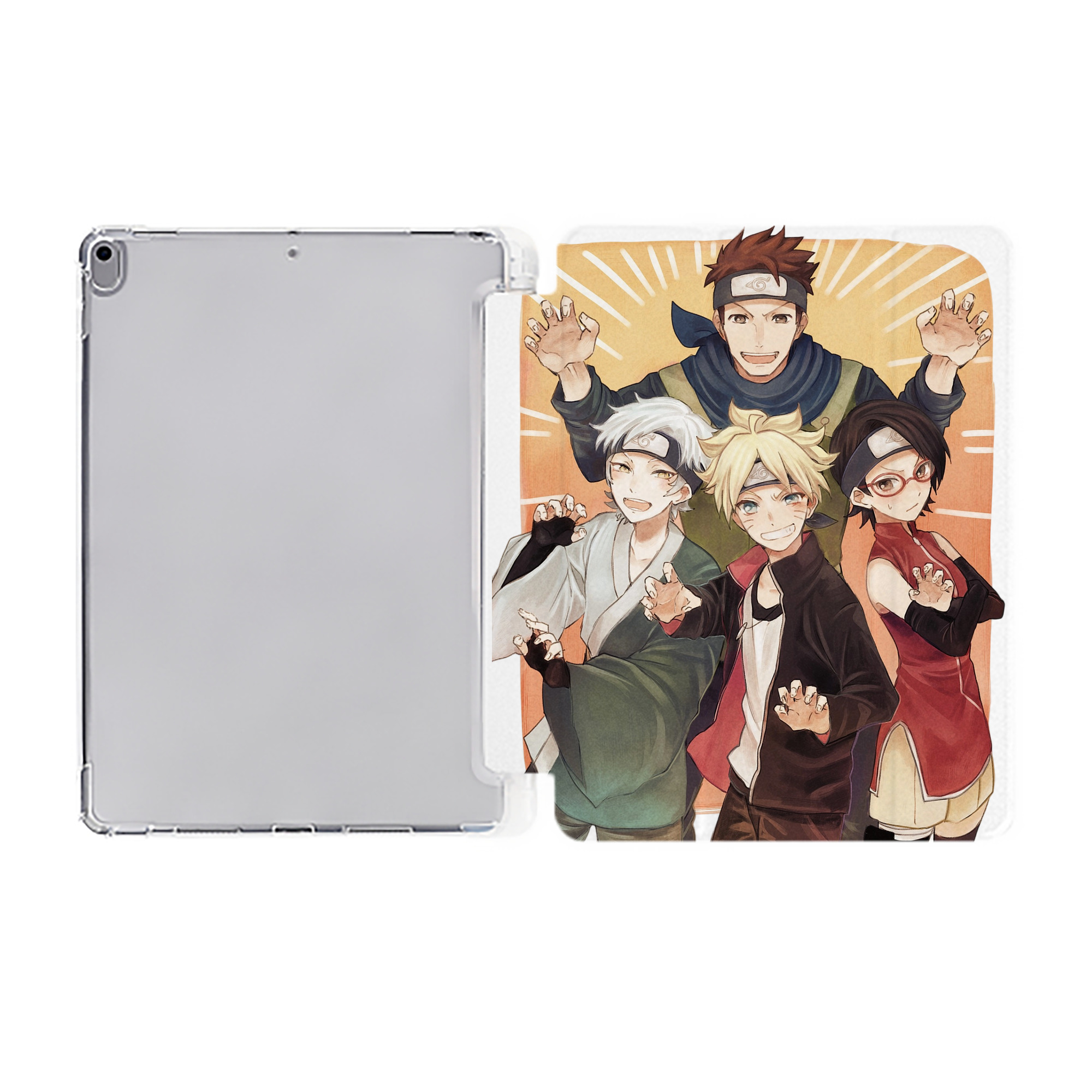 （画像用） NARUTO -ナルト- うちは サラダ Uchiha Sarada IPad ケース ペン収納付き 三つ折りスタンド PUレザー×シリコン 対応機種9.5/10.5/10.9インチ